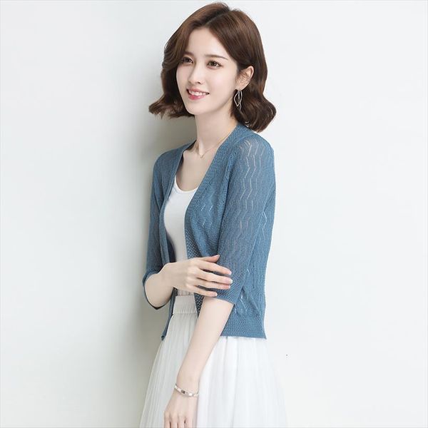 

summer amp spring ladies women sweater hollow out thin knitwear cardigan elegant girls sun protection knit outwear, White;black