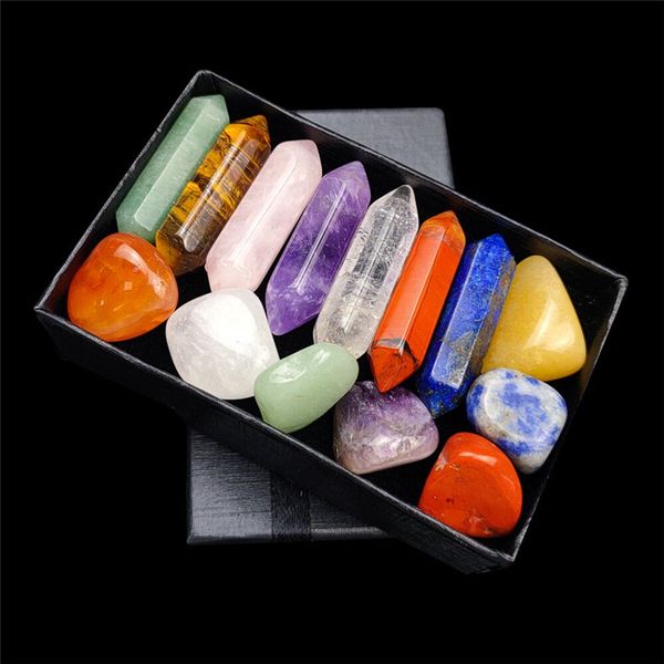 7 Chakra Stone Set Mothers Day Gift Meditation Stone Yoga Amulet Gift Box cristalli cristallo decorazione della stanza decorazione quarzo rosa