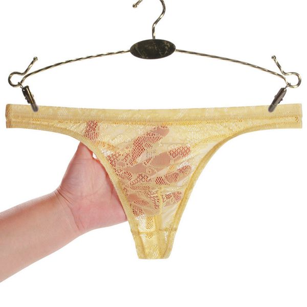

junye men's lace transparent thong thin underwear attractive t mh breathable young men, White;black