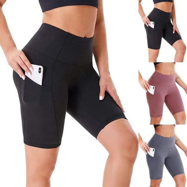 

yoga outfit ladies fashion workout fitness pants solid color high-waist hip lift stretch underpants running shorts