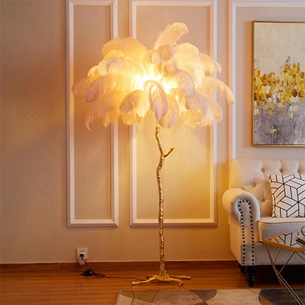 

modern ostrich feather floor lamp living room resin stand light bedroom nordic interior decor lighting floor light stand lamp