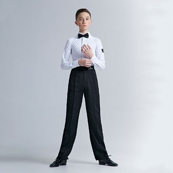 

boys latin dance competition clothes white shirts black trousers suit cha cha salsa ballroom dancing wear stage costume vdb3233, Black;red