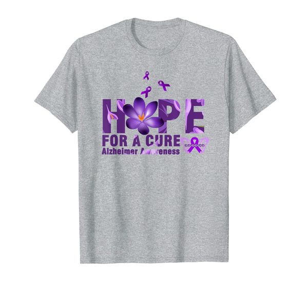 

hope for a cure alzheimer awareness flower and butterfly t-shirt, White;black
