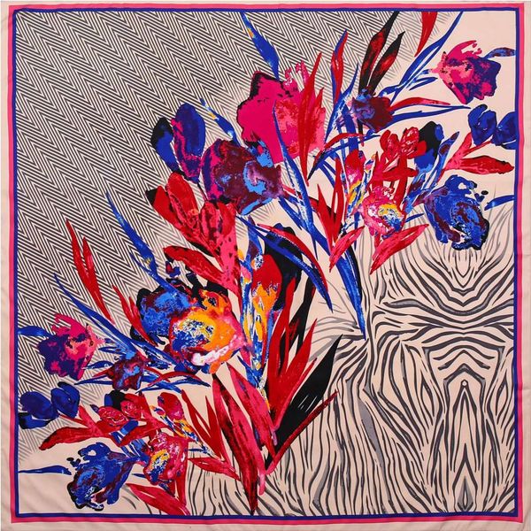 

130cm women's twill silk large square headscarf scarf sunscreen towel, Blue;black