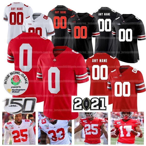 Cusom Ohio Estado Buckeyes NCAA College Jersey KJ Hill Jr. Ronnie Hickman Eddie George Justin Fields JK Dobbins Fuller Garrett Wilson Chris Olave Trey Sermão