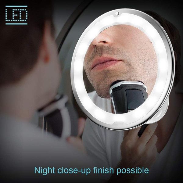

compact mirrors 10x/7x makeup magnifying mirror with led lights&suction cups 360Â° rotation battery power adjustable lighting