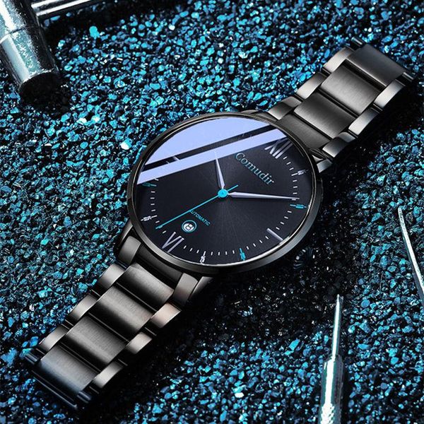 

wristwatches automatic movement watch men's waterproof trend students korean non-mechanical business calendar, Slivery;brown