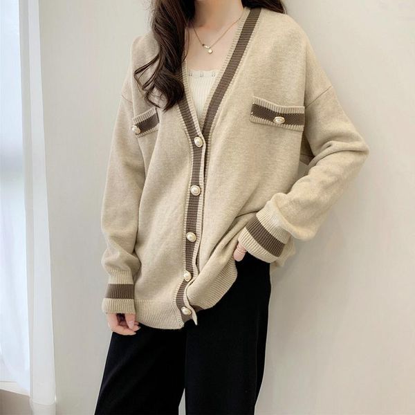 

women's sweaters 2021 autumn and winter woman knitted pullover single breasted button long sleeve female sweater, White;black