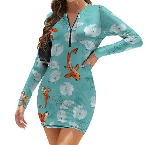 

casual dresses fish dress long sleeve elastic spandex bodycon female long-sleeve holiday wholesale one-piece, Black;gray