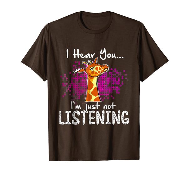 

giraffe i hear you - funny giraffe tshirt, White;black