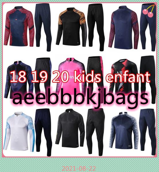 

18 19 20 real madrid kids soccer tracksuit kit mbappe enfant 2021 training suit tracksuits survetement child footbal, Black