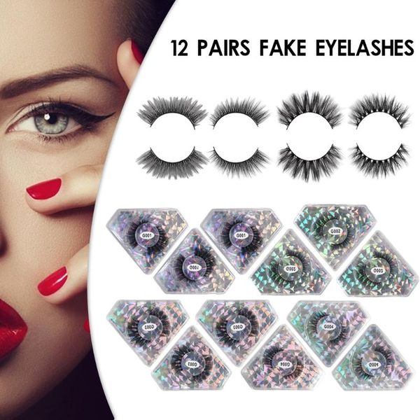 

false eyelashes 12pairs comfortable 4 styles women makeup tool lashes natural 3d mink soft eyelash extension fake