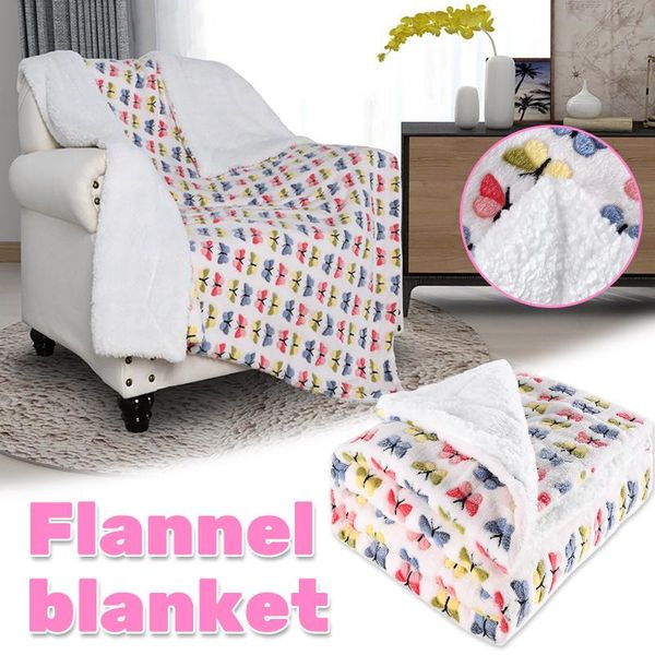 

40# butterfly pattern heavy flannel lamb fleece compound double layer blanket bed sofa soft plush cover throw blanket gifts