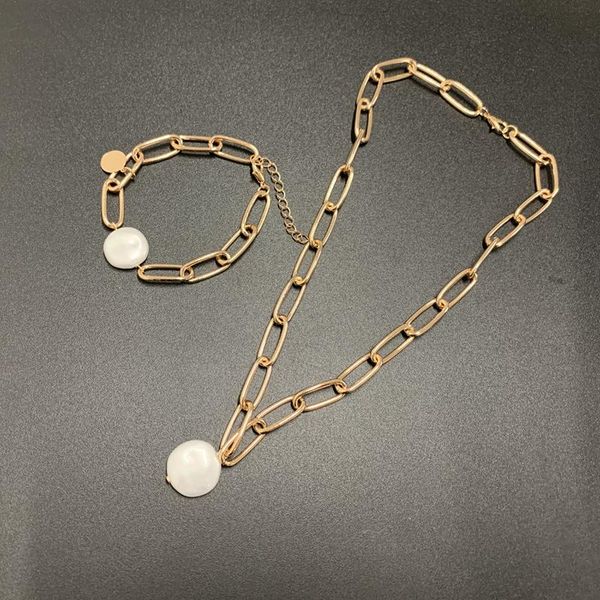 

pendant necklaces srcoi hip hop long link chain cool simple imitation pearl choker necklace fashionable punk trendy chunky collar women part, Silver