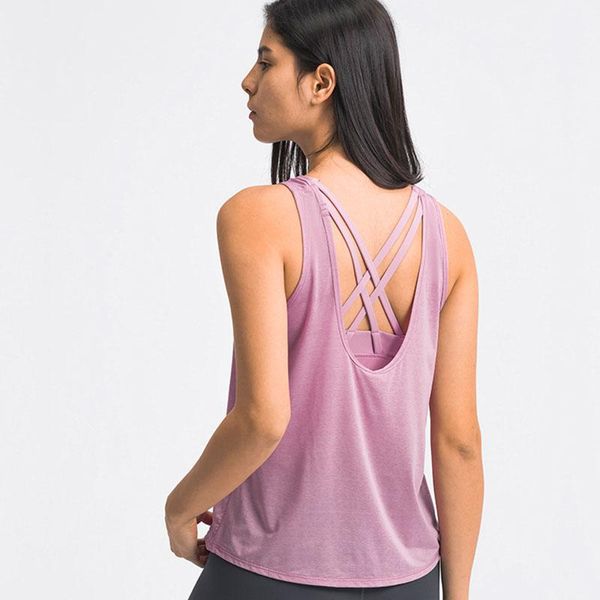 

yoga outfit women 2-in-1 tank with bra loose fit gym workout fitness