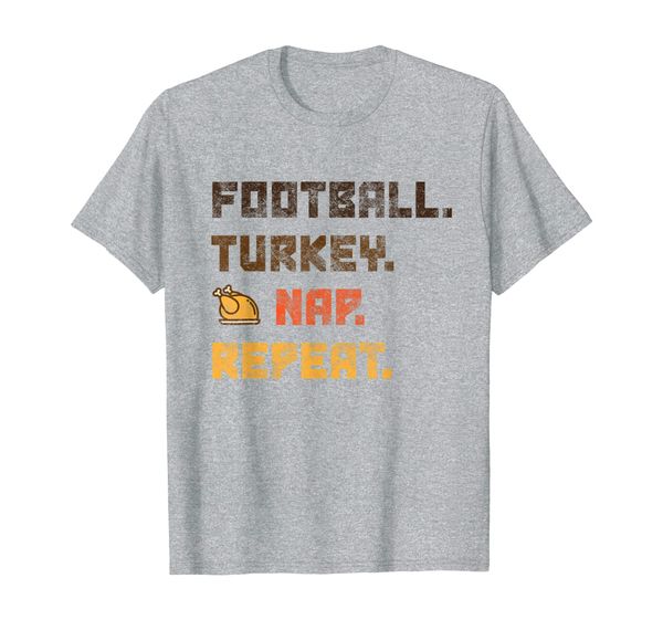 

football turkey nap repeat thanksgiving t-shirt, White;black