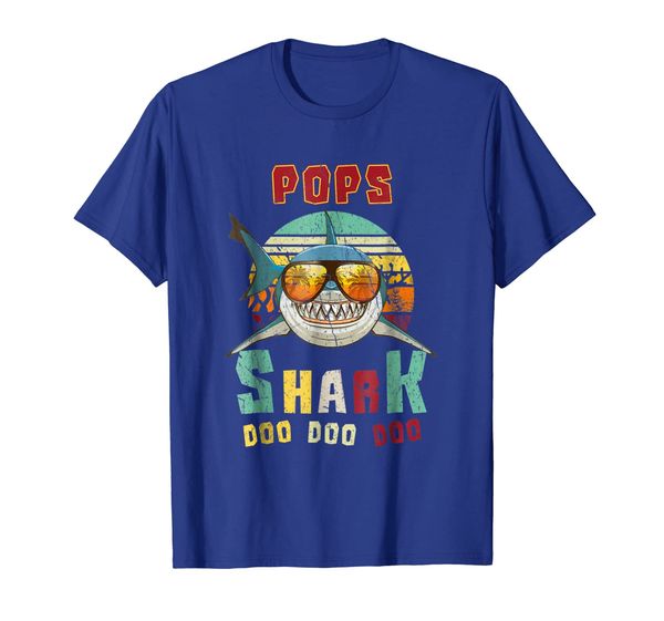 

pops shark t-shirt. doo doo doo tee., White;black