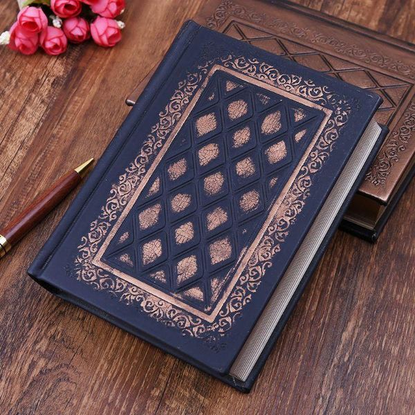 

retro vintage journal diary notebook leather blank hard cover sketchbook paper stationery travel gift b36c, Purple;pink