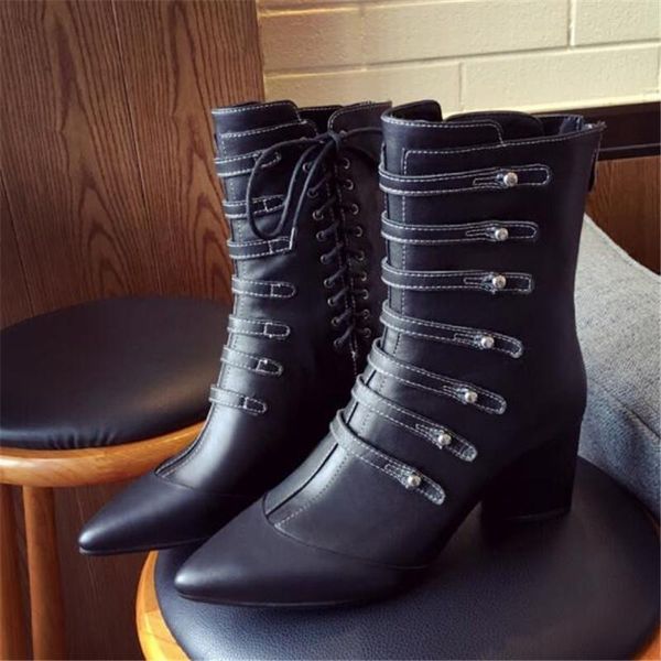 

boots 2021 future high-heeled ankle female thick with leather pointed early autumn and winter frosted wild fur, Black