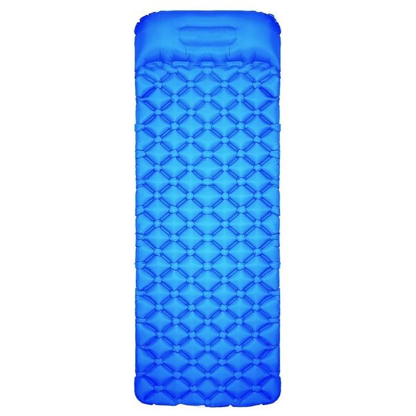 

inflatable floats & tubes single camping pad with pillow lightweight compact air portable mattress for tent backpacking blue