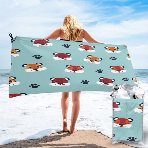 

towel ultralight compact quick drying cute tiger and paws microfiber camping hiking hand face outdoor travel kits