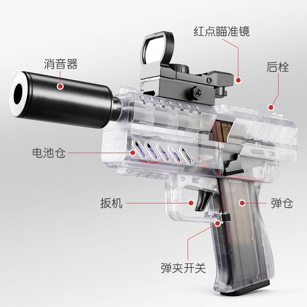 

eva soft bullet transparent children's boy toy pistol charging simulation eat chicken grab parent child interactive equipment