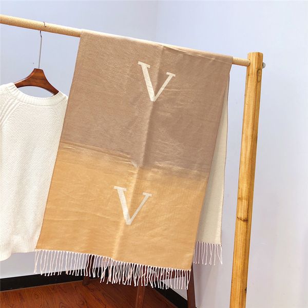 

designers cashmere scarves fashion women winter long tassel shawl double sided letter gradient scarf, Blue;gray