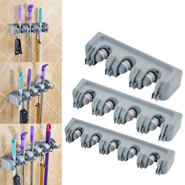 

bathroom storage & organization 3/4/5 hooks mop brush holder organizer wall hangered rack kitchen gadget