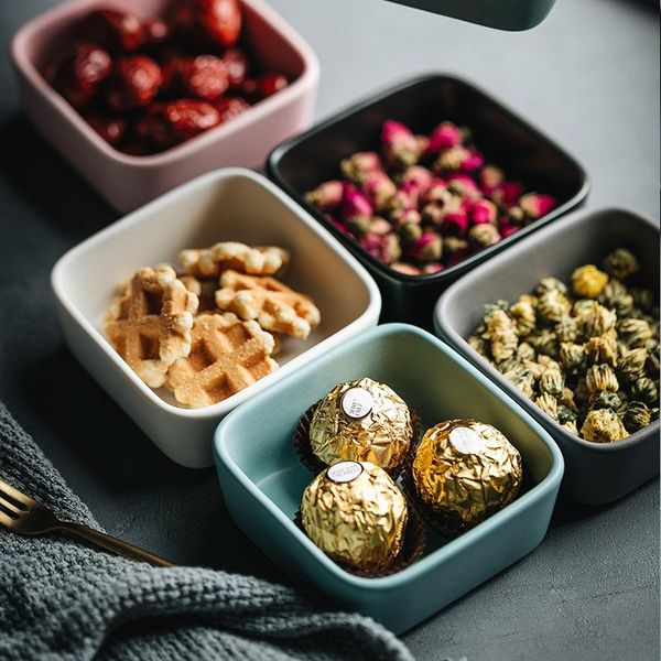 

kitchen storage & organization creative ceramic minute-grid snacks plate mini square seasoning dish dessert salad soy sauce vinegar mustard