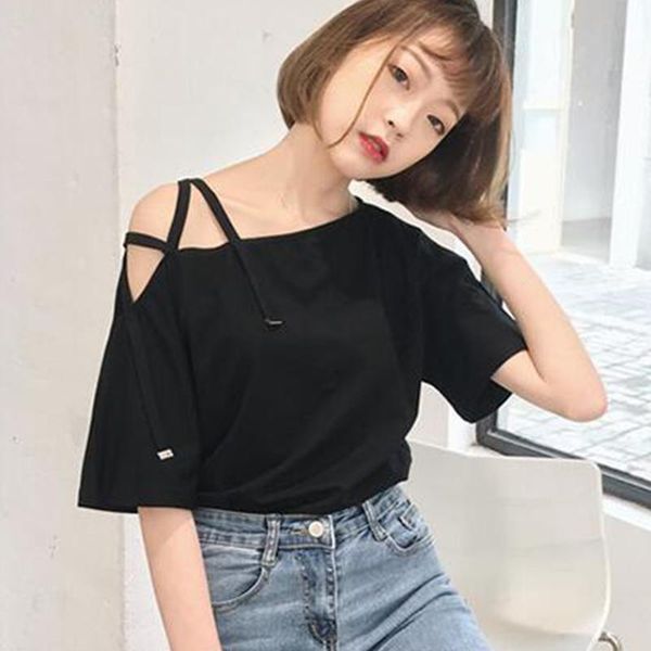 

women's t-shirt 2021 summer fashion plus size off shoulder women t- shirt short sleeve leisure loose large yy329, White