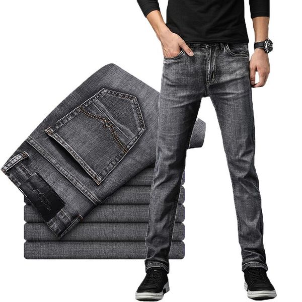

men's jeans 2021 spring and autumn classic ordinary business casual smoky gray stretch brand trousers, Blue