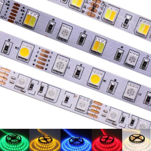 

strips 5m smd rgb cct rgbw led strip light waterproof diode tape band stripe neon 12v 24v home holiday decoration white