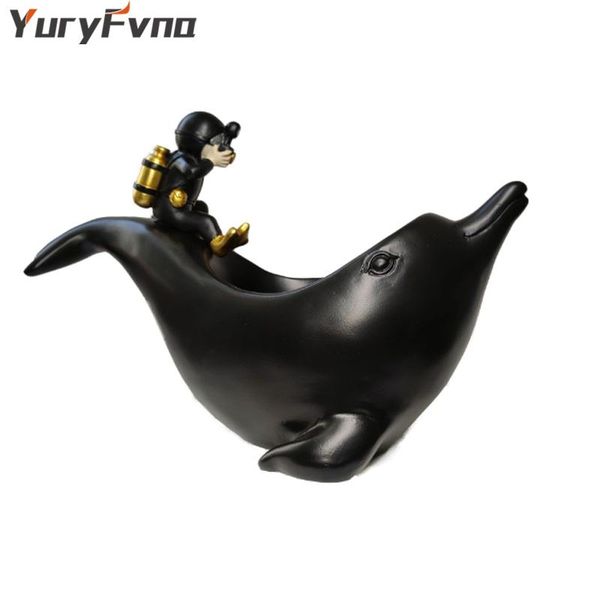 

decorative objects & figurines yuryfvna nordic creative dolphin figurine storage whale statue office decoration home decor accessories porch