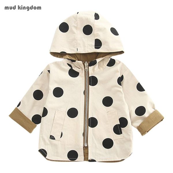 

coat mudkingdom girls trench coats cute polka dots long sleeve hooded girl fashion children clothes, Blue;gray