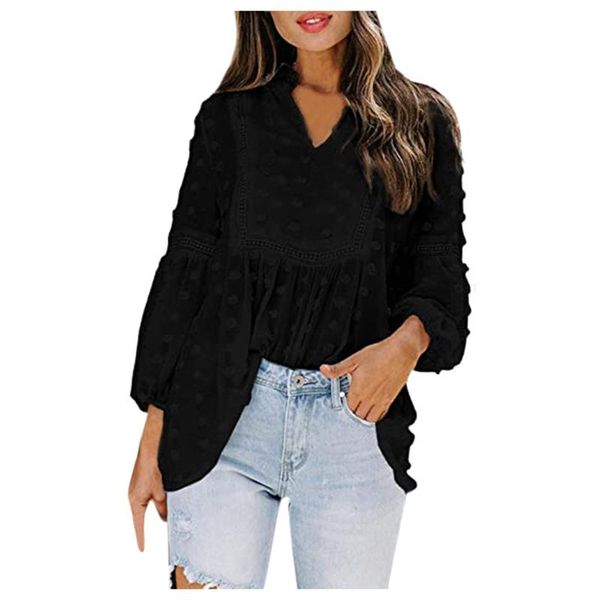 

women's blouses & shirts lantern sleeve elegant shirt blouse for women spring autumn casual turn down collar office lady ll4, White