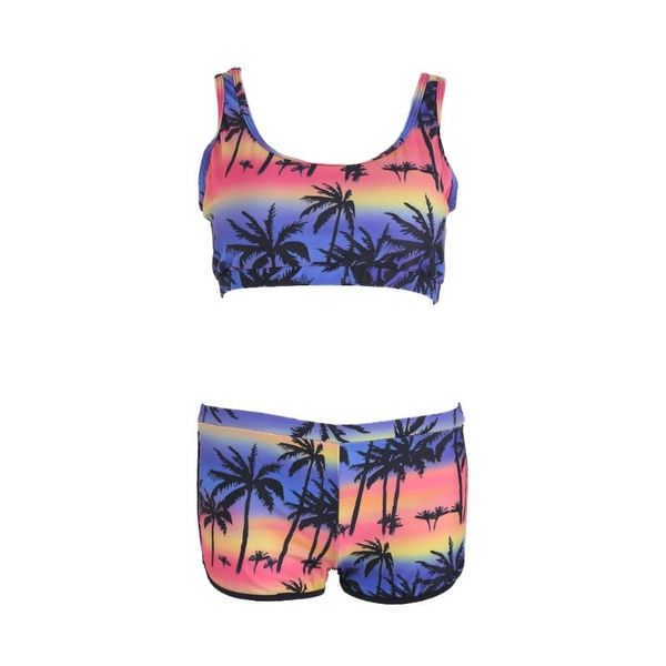 

women's crop high waist shorts tropical bikini beach beachwear swimwear