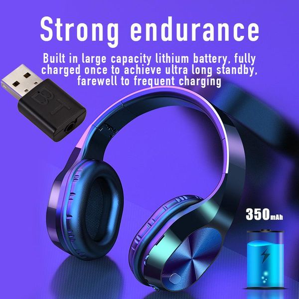 

portable wireless t5 headphones bluetooth hi-fi stereo foldable headset audio mp3 adjustable earphones with mic for music
