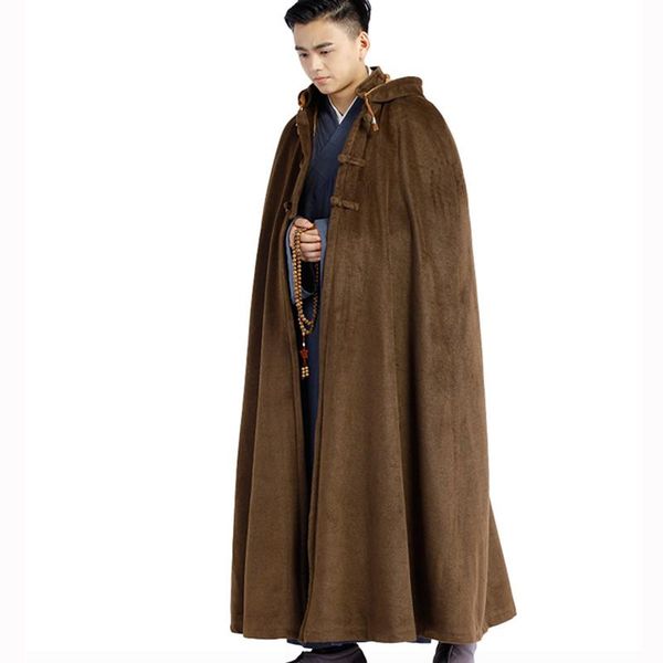 

men's trench coats autumn winter men cloak keep warm mens hooded vintage long coat horse riding outerwear male capes raincoat, Tan;black