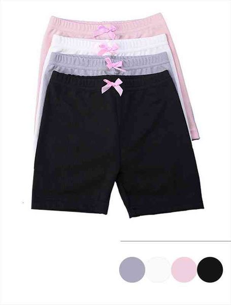 

4pcs toddler elastic waist sweat shorts cotton children kid baby girls solid color pink bow safety pants underwear, Black
