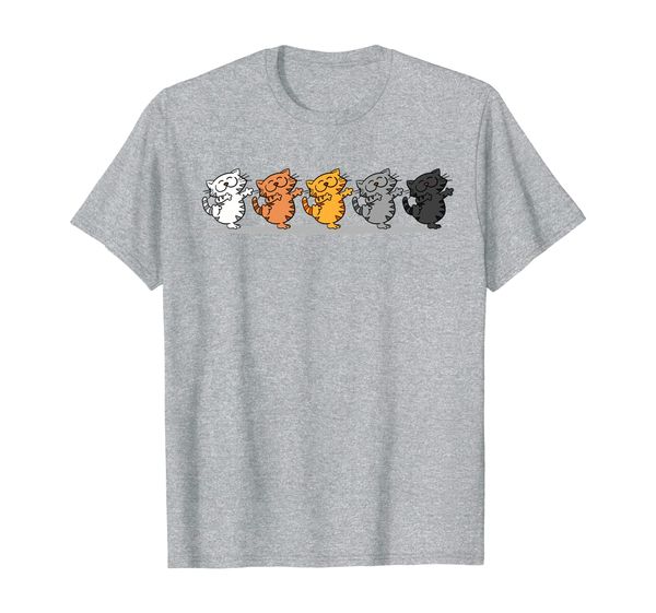 

adorable cute happy funny silly line dancing cat t shirt, White;black
