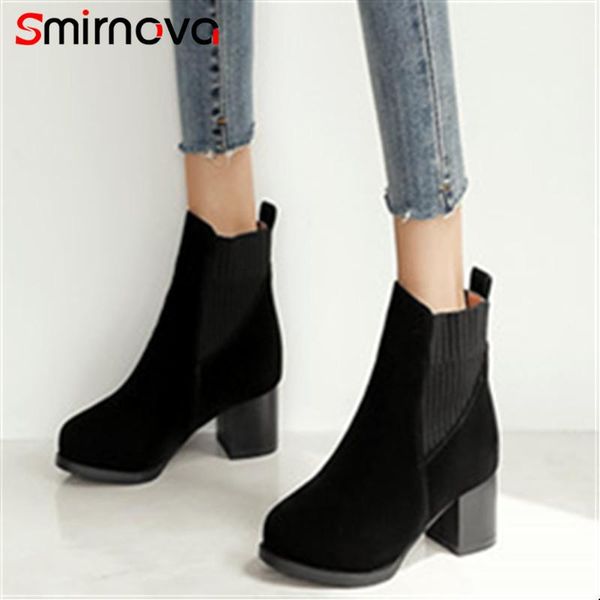 

boots smirnova ankle 2021 winter autumn arrival woman high heels black shoes wholesale fashion female