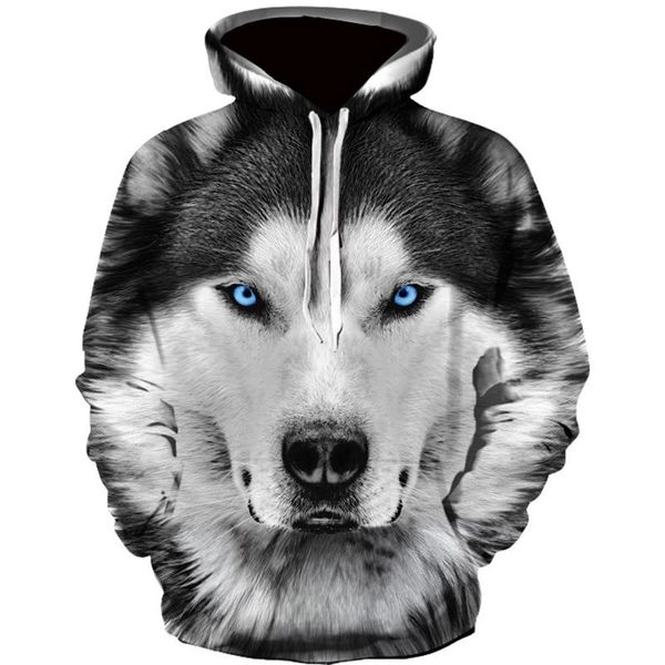 

men's hoodies & sweatshirts spring and autumn men's junior wolf hoodie fashion 3d print loose streetwear 2021 funny animal street h, Black