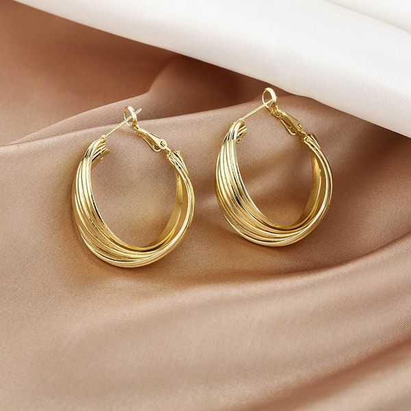 

simple hoop earrings personalized gold metal earring 211060, Golden;silver