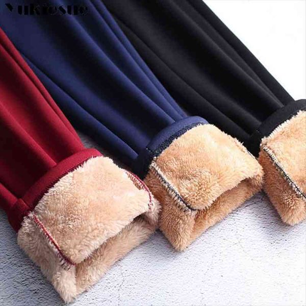 

plus size winter thick warm cashmere high waist black pencil pants women elastic skinny stretchy ladies trousers woman 6xl, Black;white