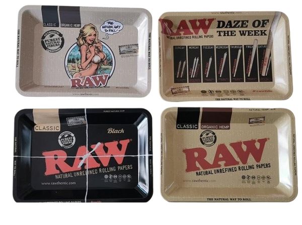 Vassoi per sigarette RAW Bob 180 * 125 * 15mm Accessori per fumatori Vassoio in metallo per tabacco Handroller Roll Case Smoke Grinder Disponibile