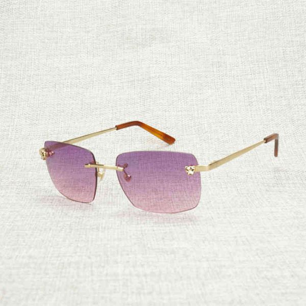 

designer sunglasses vintage rimless square leopard style sunglasses men oculos shade metal frame gafas women for beaching driving accessorie, White;black