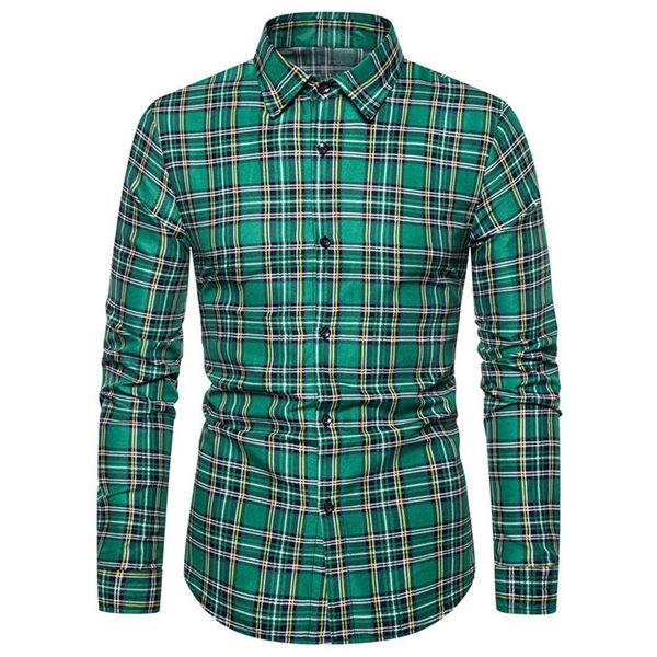

2020 spring and autumn new long sleeve plaid printed shirt for men, White;black