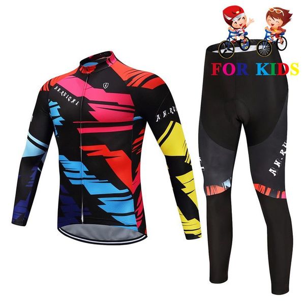 

racing sets 2021 kids cycling jersey team girl long sleeve clothes breathable mtb bike clothing wear maillot boy ropa ciclismo, Black;blue