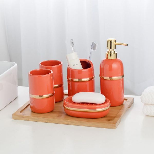 

bath accessory set bathroom accessories ceramic soap dispensers toothbrush holder gargle cups dish with tray wedding gifts 6 pieces