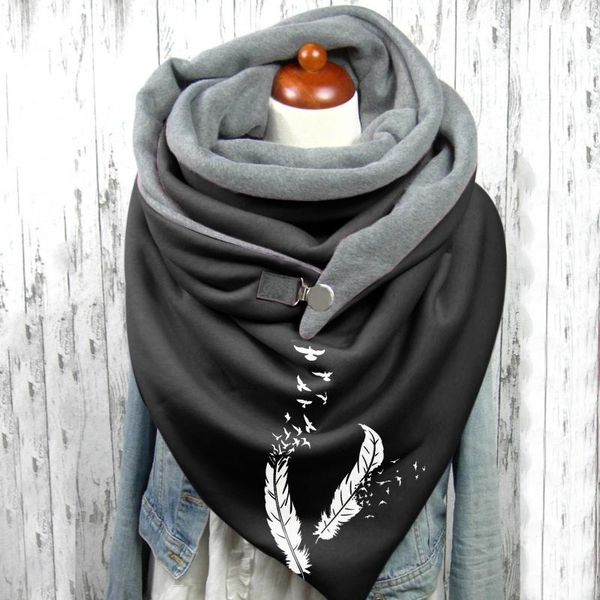 

scarves feather button women men winter warm luxury scarf woman man dog paws black hijab casual shawl female male, Blue;gray